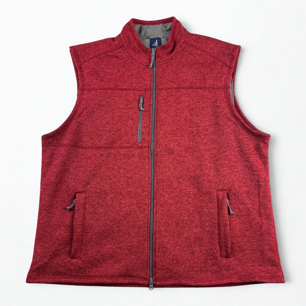 johnnie-O Knit Fleece Vest Mens XXL Red Heathered Full Zip Sweater Gorpcore